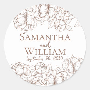 Sticker Rond Boho Moderne Mocha Mousse Elégant Mariage Rustique