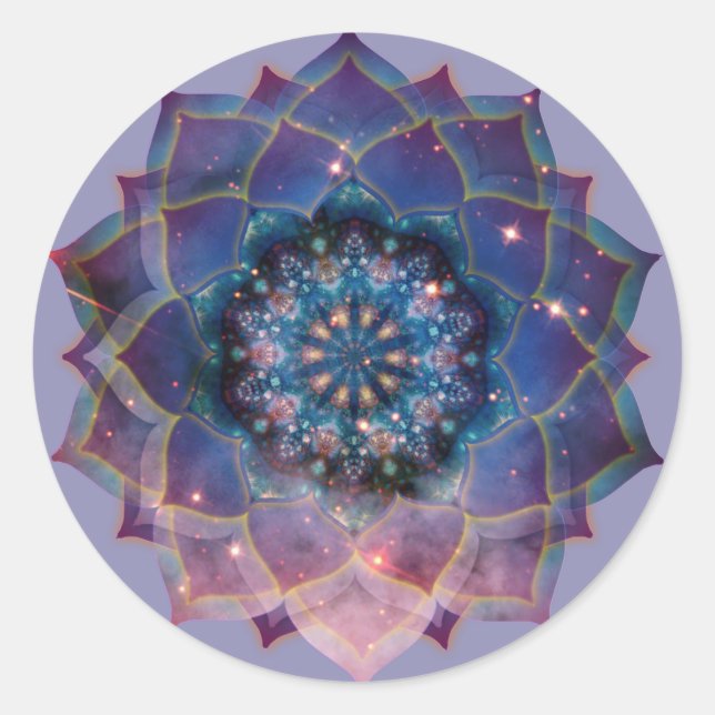 Sticker Rond Boho Nebula Bloom | Conception de Mandala (Devant)