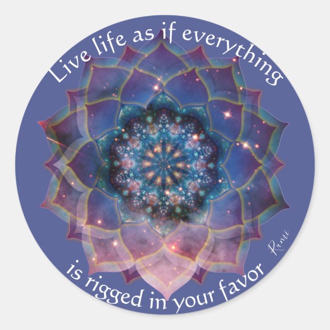 Sticker Rond Boho Nebula Bloom | Conception de Mandala (Devant)