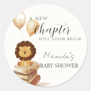 Sticker Rond Boho Nouveau chapitre Wild Lion Balloon Baby showe