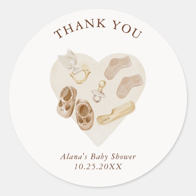 Sticker Rond Boho Nursery Chic Baby shower Merci (Devant)