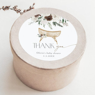 Sticker Rond Boho nursery hiver merci baby shower