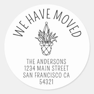 Sticker Rond Boho Our New Address House Plante Moving