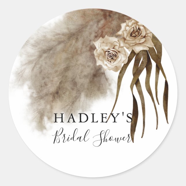 Sticker Rond Boho Pampas Grass Tombez Amoureux Enterrement de V (Devant)