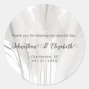 Sticker Rond Boho Pampas Grass Wedding Favoriser