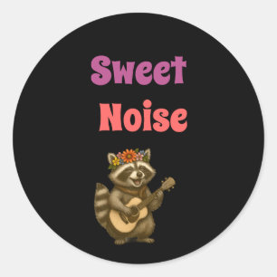 Sticker Rond Boho Raccoon Musique Lover Doux Bruit Floral