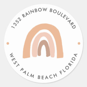Sticker Rond Boho Rainbow Baby shower Adresse de retour