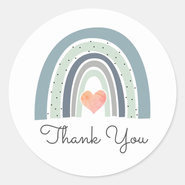 Sticker Rond Boho Rainbow Baby shower Merci Classic Round S (Devant)