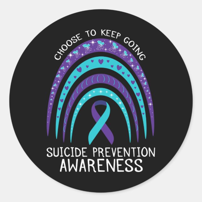 Sticker Rond Boho Rainbow Sensibilisation au suicide Santé ment (Devant)