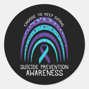 Sticker Rond Boho Rainbow Sensibilisation au suicide Santé ment