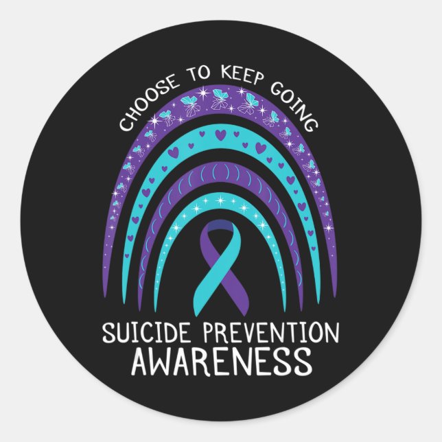 Sticker Rond Boho Rainbow Sensibilisation au suicide Santé ment (Devant)