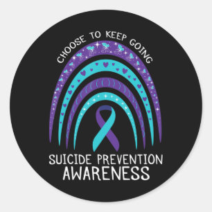 Sticker Rond Boho Rainbow Sensibilisation au suicide Santé ment