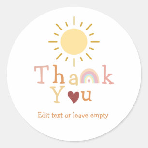 Sticker Rond Boho Rainbow Sunshine Merci