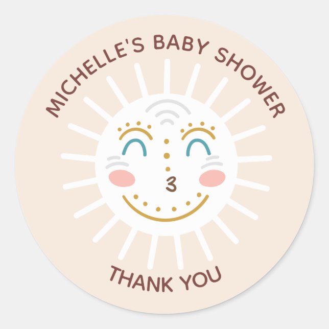 Sticker Rond Boho Ray de Sunshine Merci (Devant)
