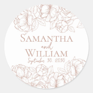 Sticker Rond Boho Romantique Blush rose Floral Mariage moderne