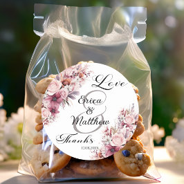 Sticker Rond Boho rose Dusty Floral Mariage de script moderne