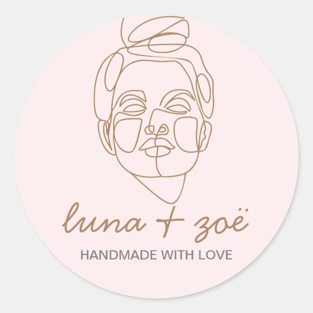 Sticker Rond Boho rose vif féminin moderne (Devant)