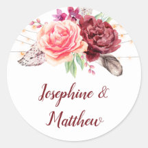 Boho Roses plumes Mariage