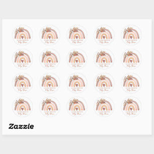 Sticker Rond Boho Rust Terracotta Aquarelle Arc-en-ciel