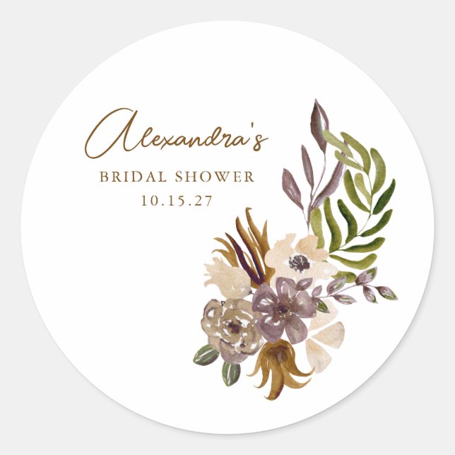 Sticker Rond Boho Rustic Nature Botanique Fête des mariées pers (Devant)