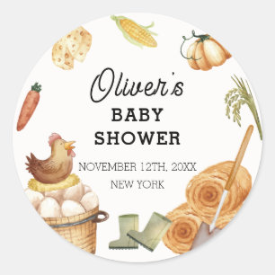 Sticker Rond Boho Rustique Cultivé Localement Baby shower De Po