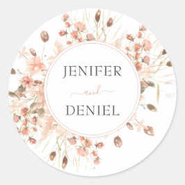 Sticker Rond Boho séché aquarelle Mariage floral
