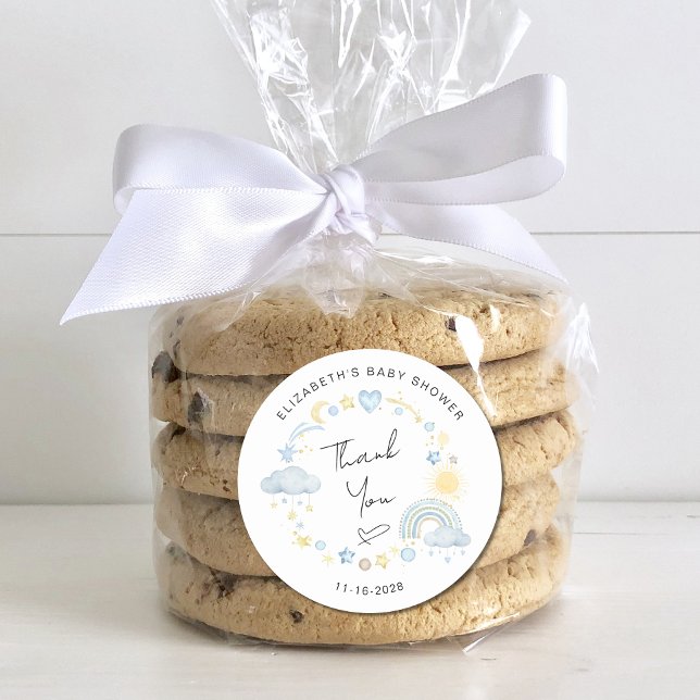 Sticker Rond Boho Sun Rainbow bébé garçon douche Merci (Créateur téléchargé)