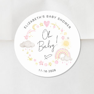 Sticker Rond Boho Sun Rainbow Oh Baby Girl Douche