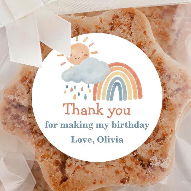 Sticker Rond Boho Sunshine fête d'anniversaire (Créateur téléchargé)