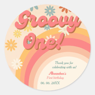 Sticker Rond Boho sunshine retro super Premier anniversaire