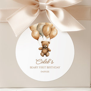 Sticker Rond Boho Teddy Bear Beary Premier anniversaire fête