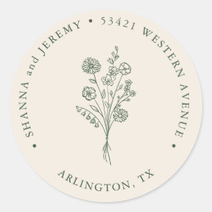 Sticker Rond Boho Terracotta Élégant Minimal   Adresse de retou