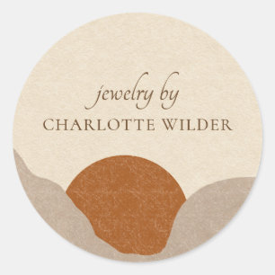 Sticker Rond Boho Terracotta Sable Bijoux artisanaux Abstraits