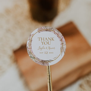 Sticker Rond Boho Tropical Botanical Faveur du mariage Merci