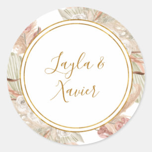 Sticker Rond Boho Tropical Botanical   Sceaux d'enveloppe Maria