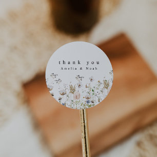 Sticker Rond Boho Watercolor Fleur sauvage Wedding Favor Sticke