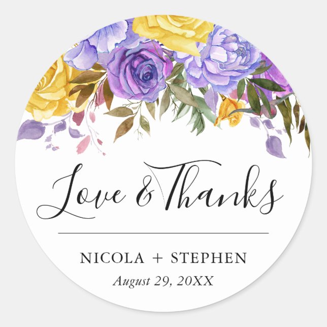 Sticker Rond Boho Watercolor Mariage (Devant)