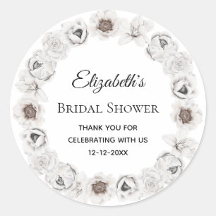 Sticker Rond Boho White Floral Fête des mariées
