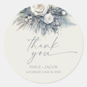 Sticker Rond Boho White Rose Floral Mariage Jardin