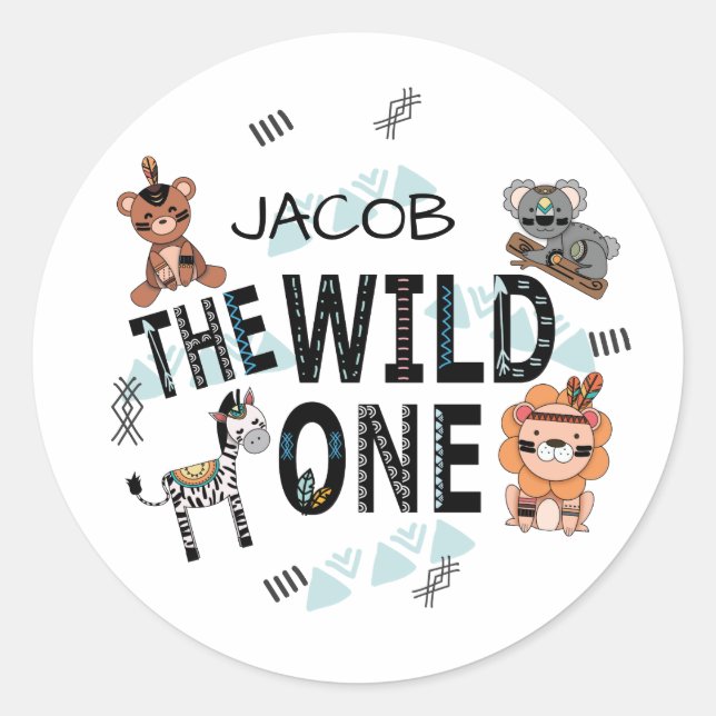 Sticker Rond Boho Wild Un 1er anniversaire (Devant)