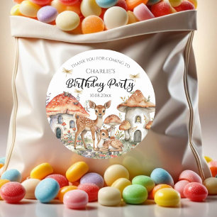 Sticker Rond Boho Woodland Forest Animaux fête d'anniversaire