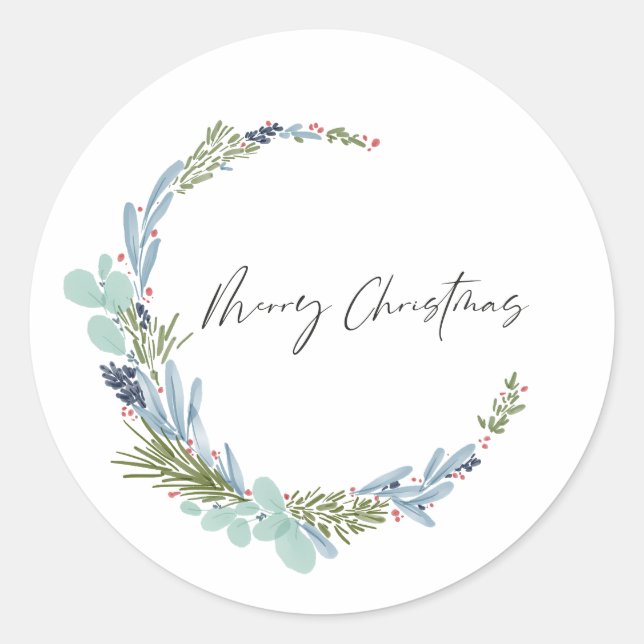 Sticker Rond Boho Wreath Joyeux Noël Design moderne (Devant)