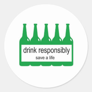 Sticker Rond Boire de manière responsable - Sauver une vie
