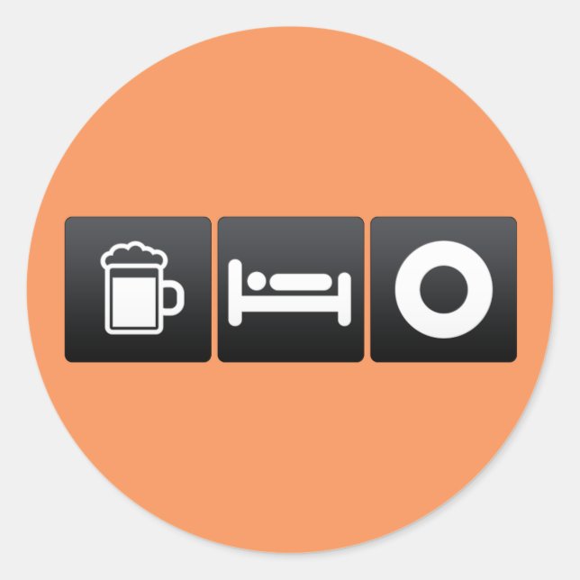 Sticker Rond Boire, dormir et disques de vinyle (Devant)