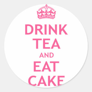 Sticker Rond Boire du thé et manger du gâteau