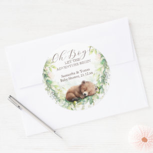 Sticker Rond Bois Animaux Forêt Végétation Bébé Garçon Douche