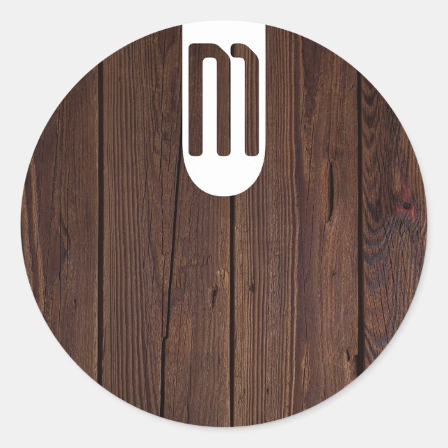 Sticker Rond Bois Brown foncé rustique clôture en bois Style ch (Devant)