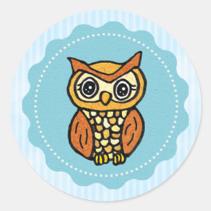 Sticker Rond Bois Créature Chouette Animaux forestiers