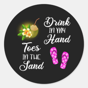 Sticker Rond Bois Dans Ma Main, Joues Dans Le Sable
