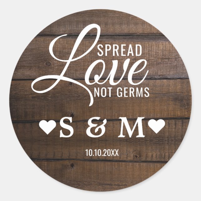 Sticker Rond Bois foncé rustique Répartition Amour Mariage Mono (Devant)